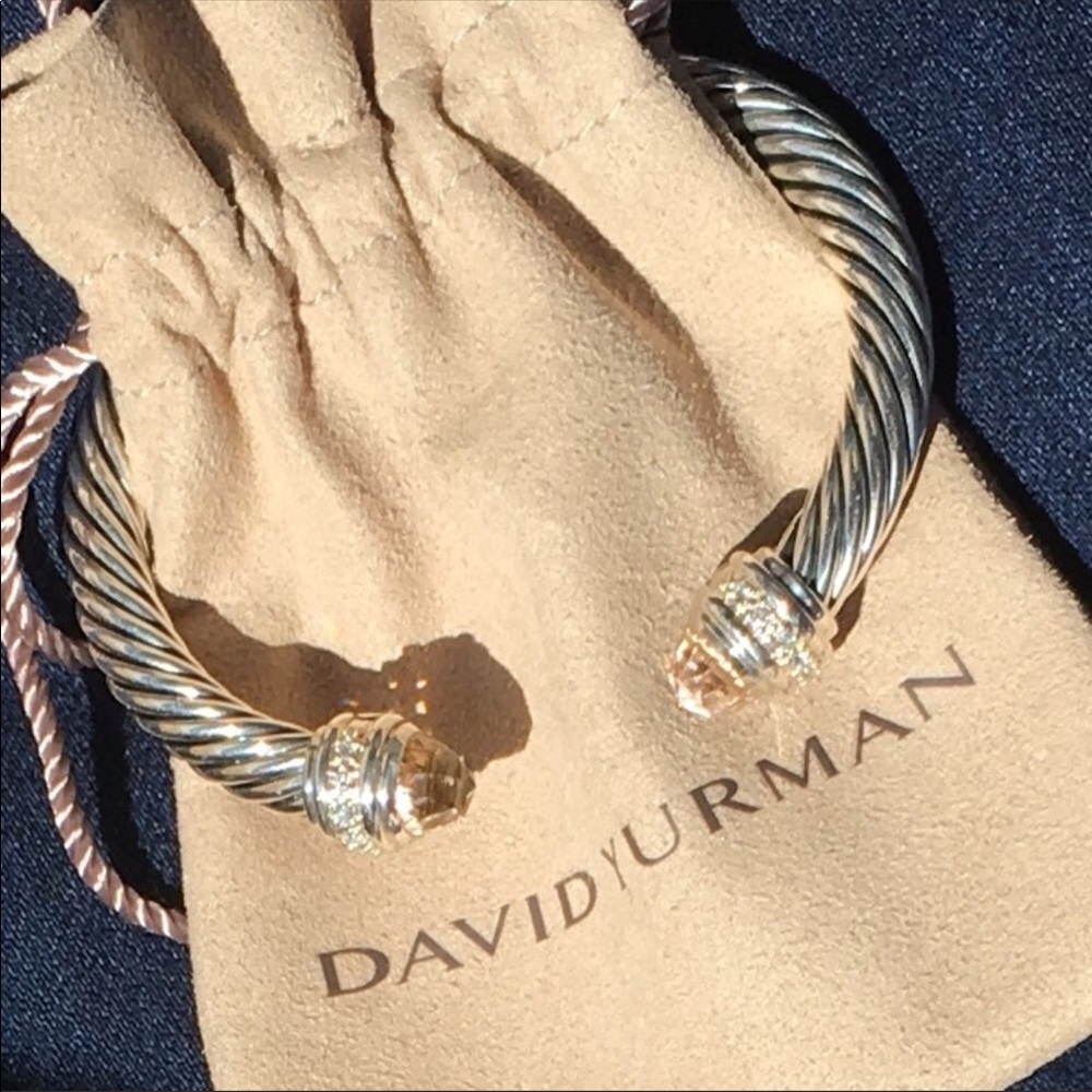 David Yurman Morganite Diamond Cuff 7 mm